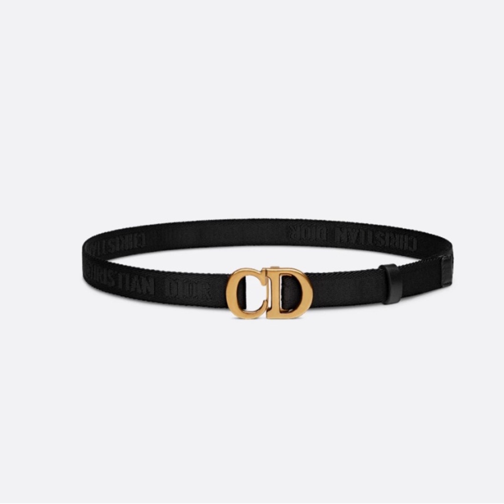 Dior Kids Black Belt with Gold Buckle